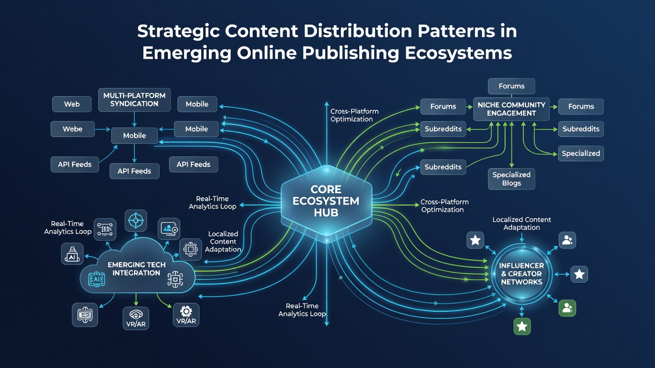Detailed view of algorithmic content sequencing across multiple publishing surfaces